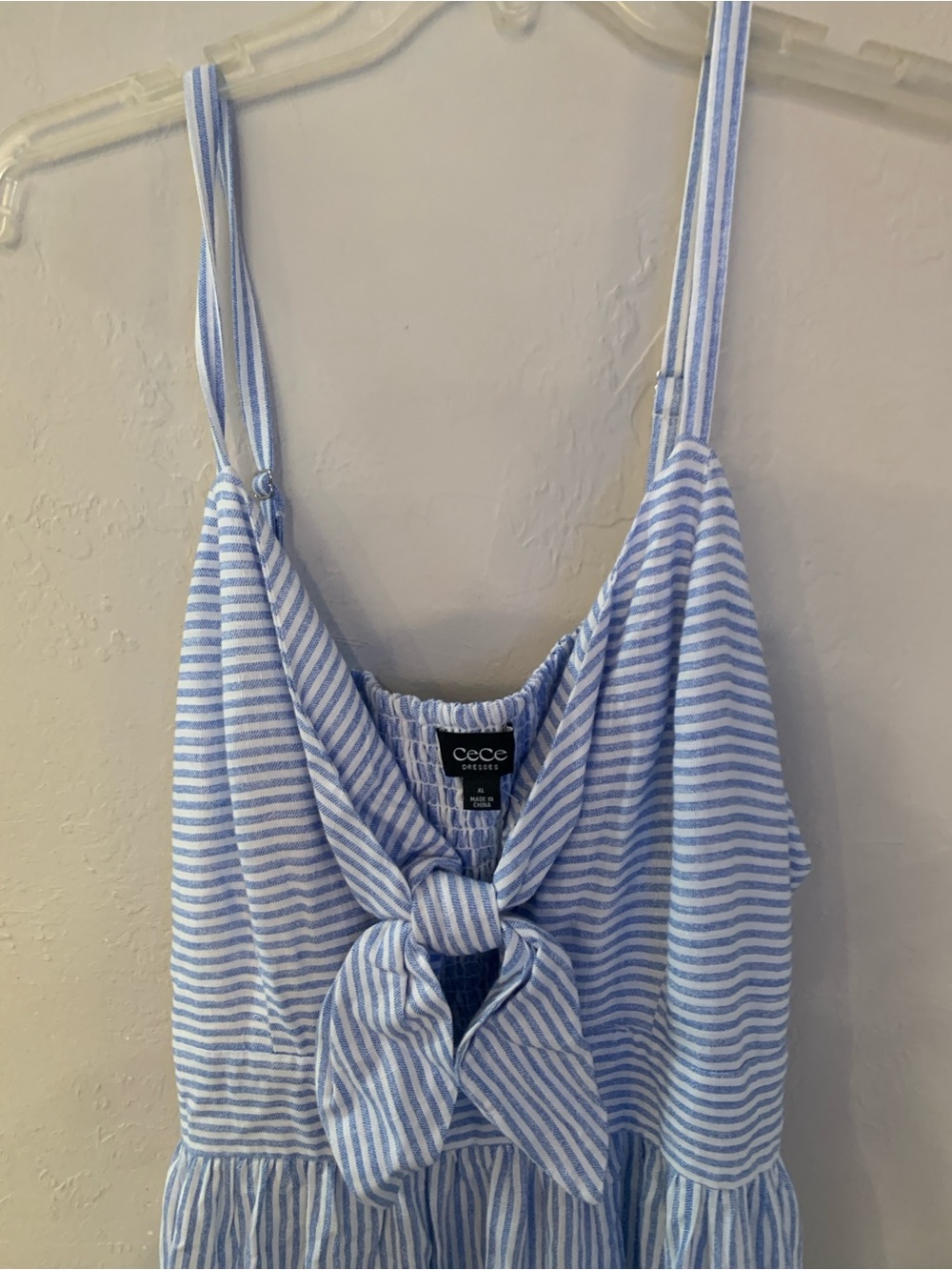 CeCe Coastal Blue & White Striped Tie-Front Keyhole Maxi Sundress NWT XL - Picture 5 of 9